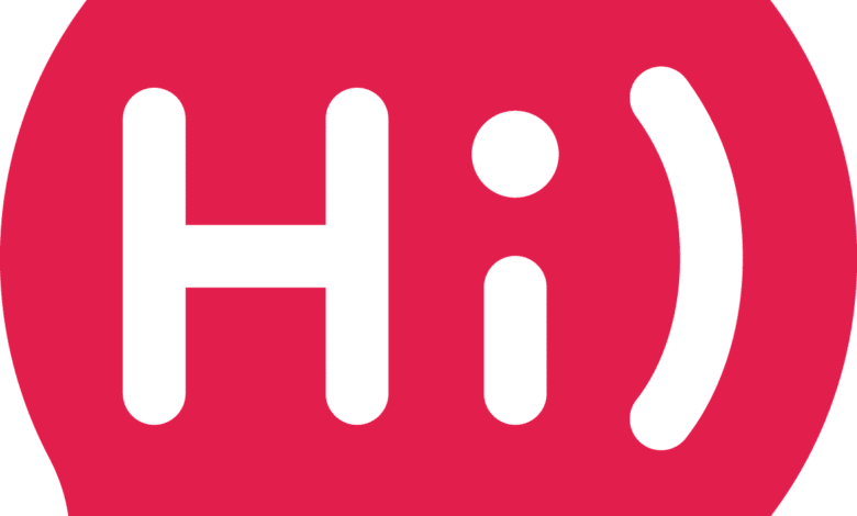 Hi) Hi logo rose Hi de Fenotek, le portier High-tech made in France Android