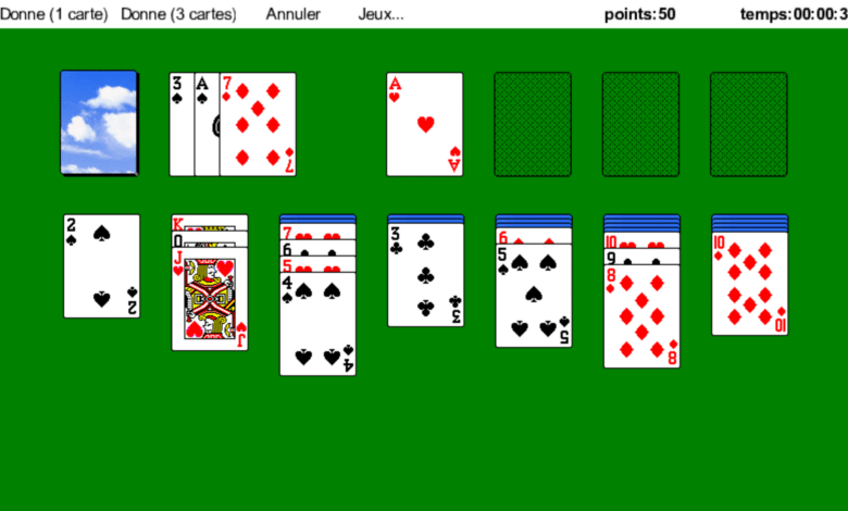 solitaire Capture d’écran 21 e1543168811305 Le bon vieux Solitaire de Microsoft Windows XP est de retour ! jeu de cartes