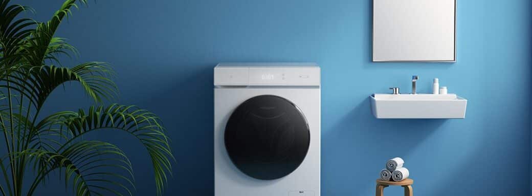 Lave-linge Xiaomi avec fond bleu