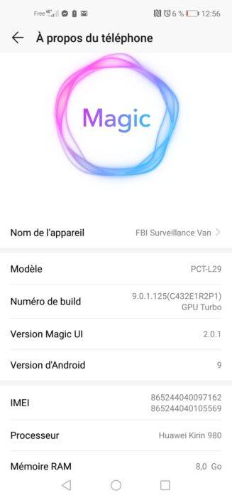 Honor View 20 Screenshot 20190201 125601 com android settings 327x700 Test – Honor View 20 : Le smartphone de l’année façon Honor Adieu Notch