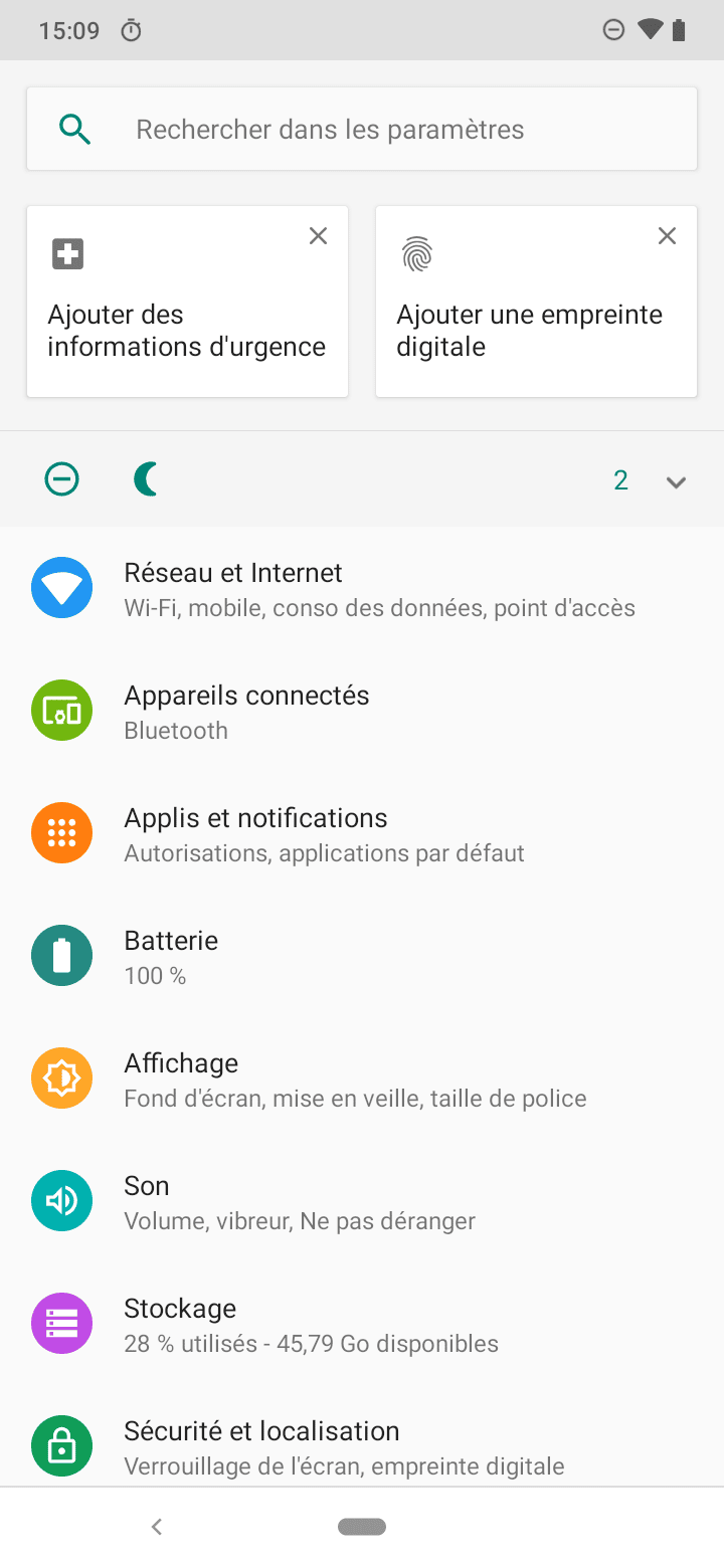 Paramètres Xiaomi Mi A3