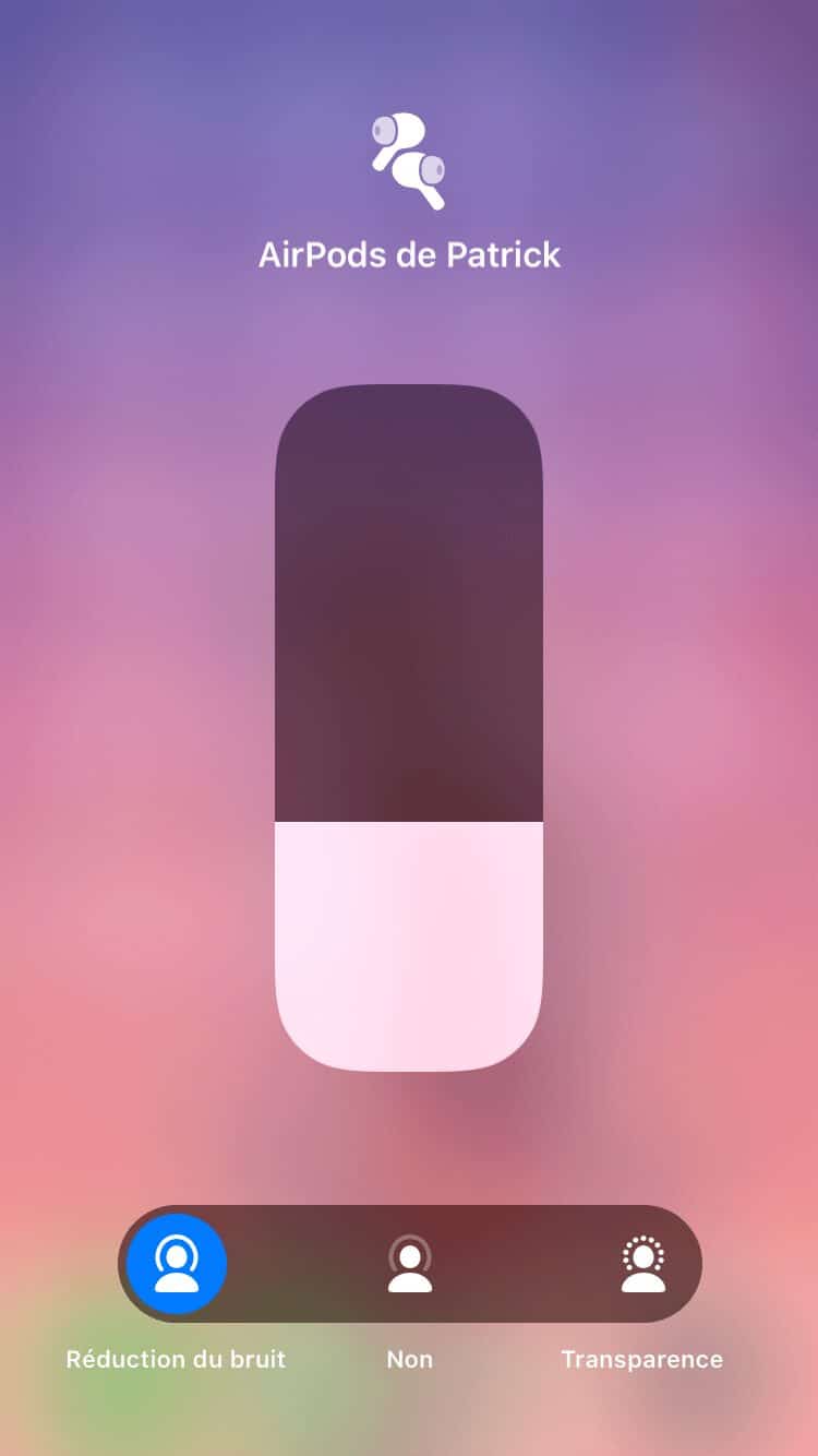 Centre de contrôle Airpods Pro