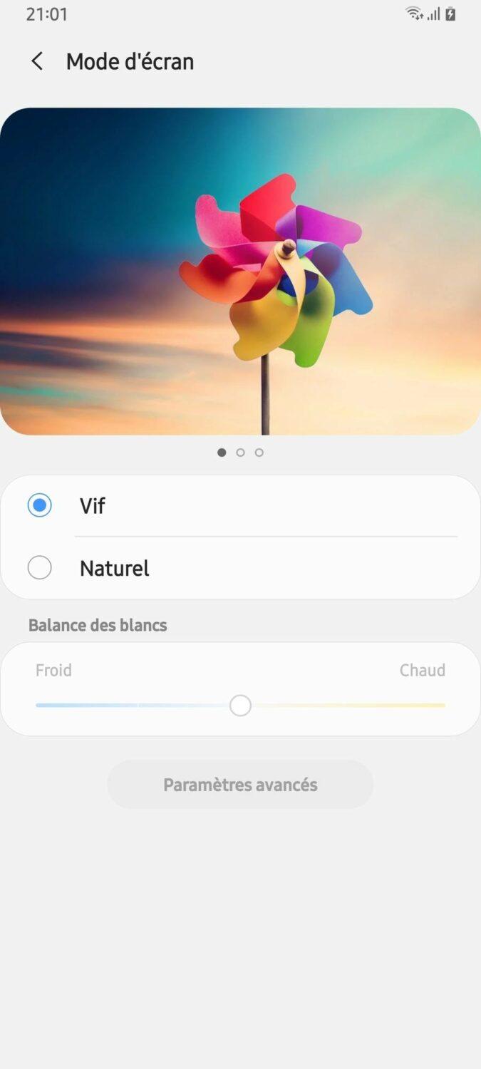 Samsung Galaxy A80 réglages écran