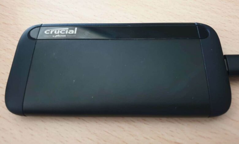 TEST - Crucial SSD X8 - vue de dos