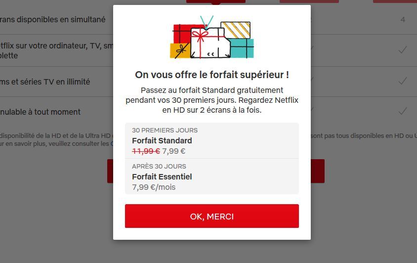 Netflix offre supérieure offerte
