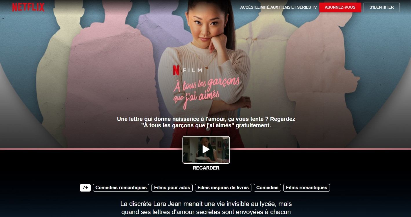 À tous les garçons que j'ai aimés Netflix