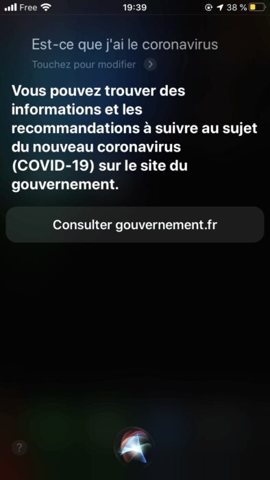 Siri Covid 19 France