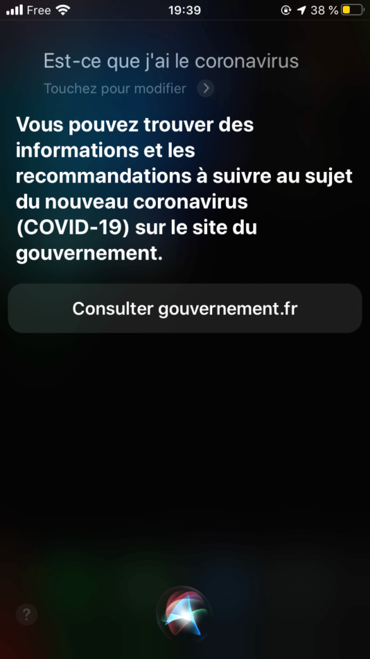 Siri Covid 19 France