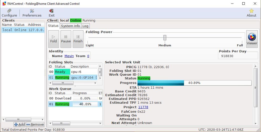 Le logiciel Folding@Home sur Windows