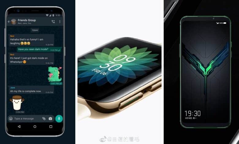 whatsapp mode sombre oppo watch montre xiaomi black shark 3