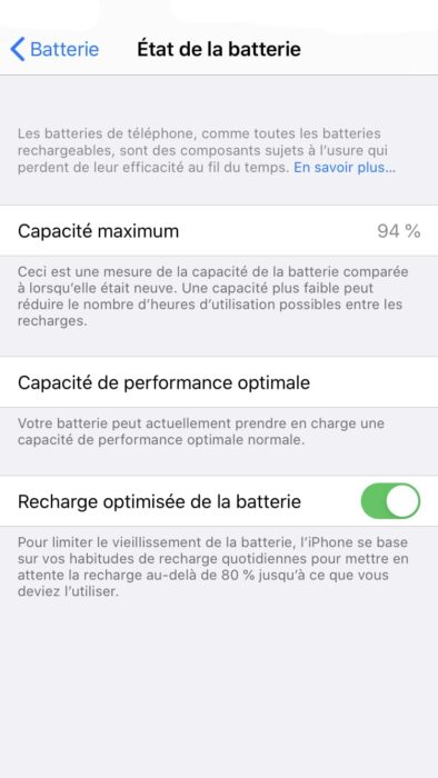 Recharge optimisée batterie iOS 13 macOS 10.5.5 MacBook