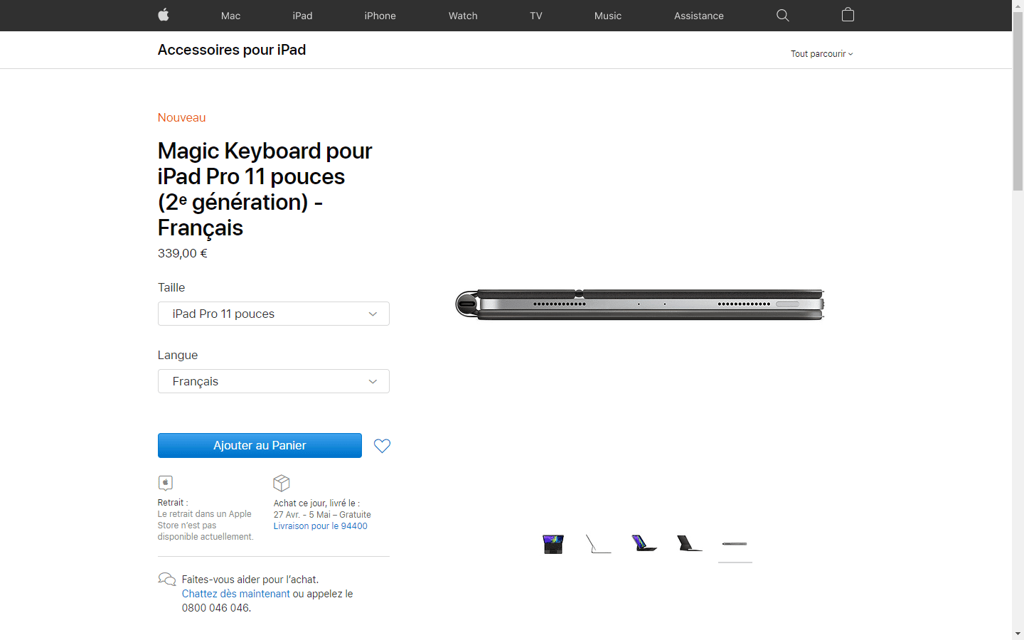 Site Apple Store Magic Keyboard iPad Pro Précommande