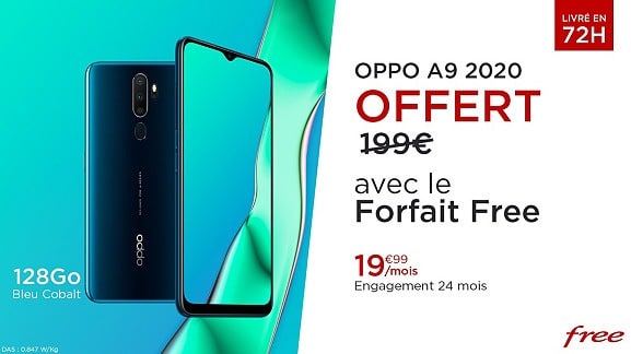 forfait mobile 100 Go free oppo a9 offert