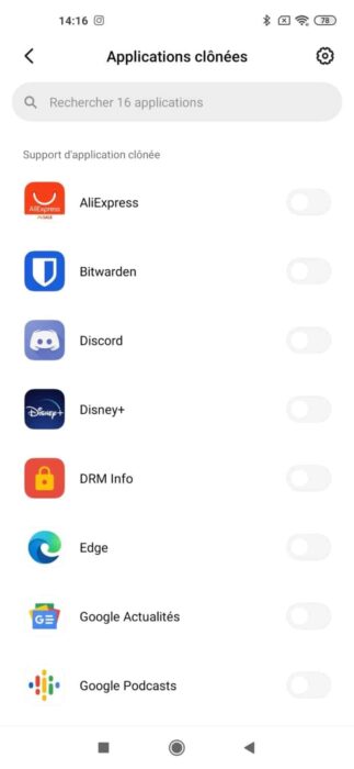 Applications clônées MIUI 11 Xiaomi Mi 10