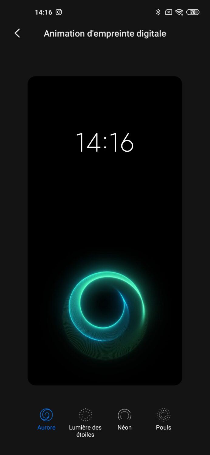 Réglages capteur d'empreintes Xiaomi Mi 10