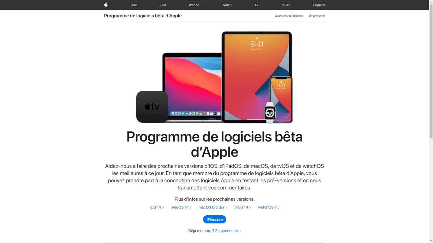 Apple Beta Publique iOS 14 iPadOS 14 et tvOS 14