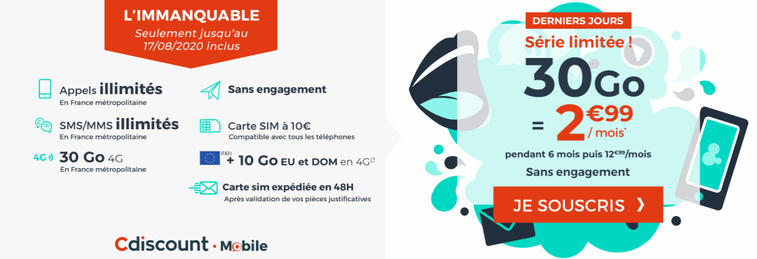 Dernier jour pour le forfait mobile 30 Go pour 2,99 euros par mois ! LCDG