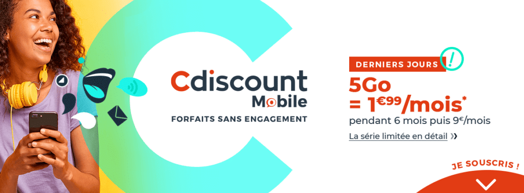 forfait mobile 5 Go cdiscount aout