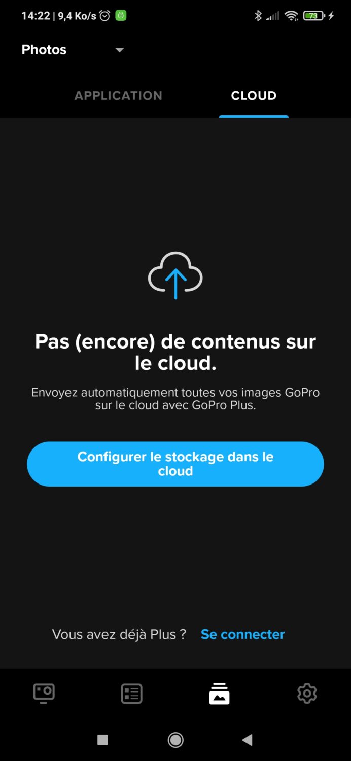 GoPro application accès au Cloud