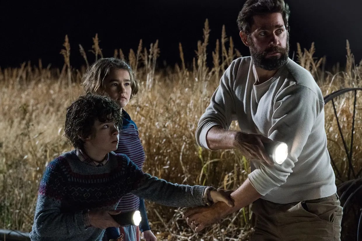 John Krasinski, Emily Blunt et Noah Jupe dans Sans un bruit (2018)