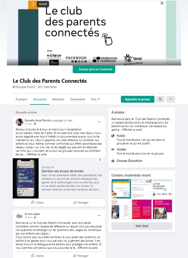 Le club des parents connectés Facebook harcèlement