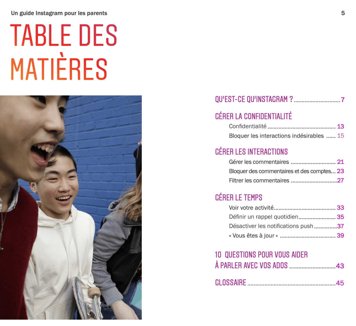 Table des matières facebook harcèlement Club des parents connectés