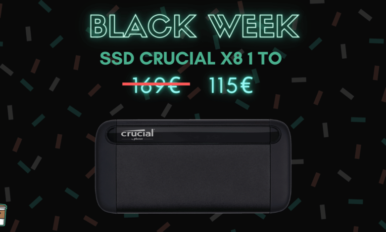 SSD Crucial X8 1 To Black Week