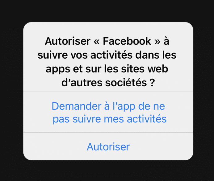 iOS 14.5 demandes d'autorisation du suivi publicitaires LCDG