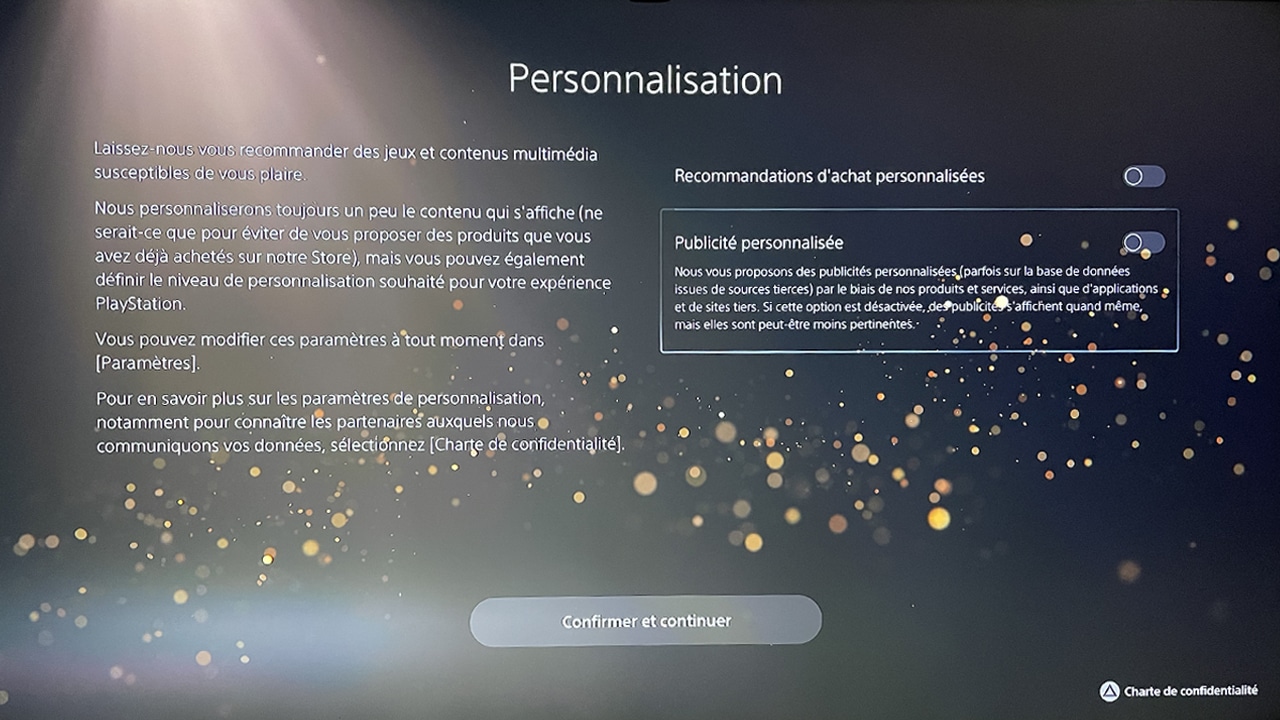 PS5 menu personnalisation