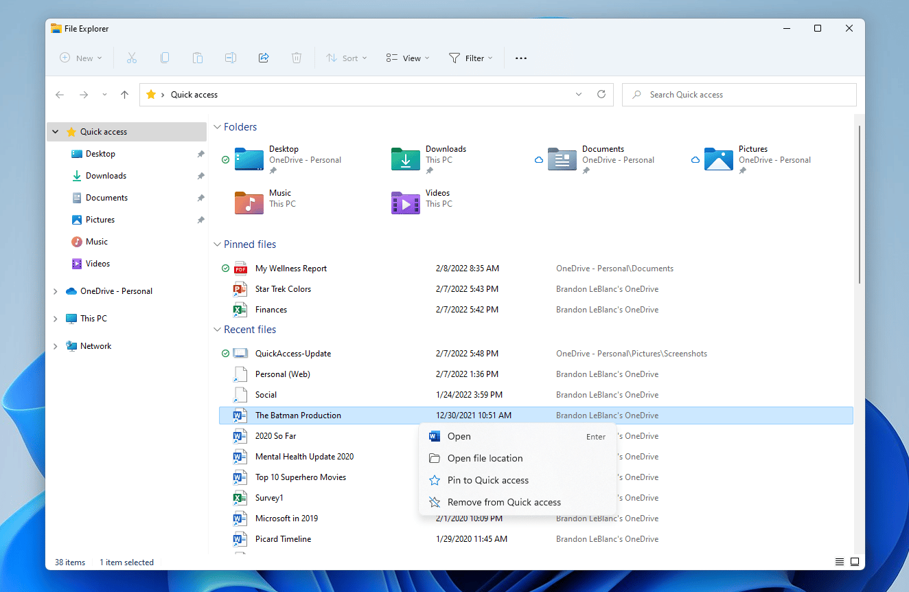 explorateur fichier acces rapide windows 11