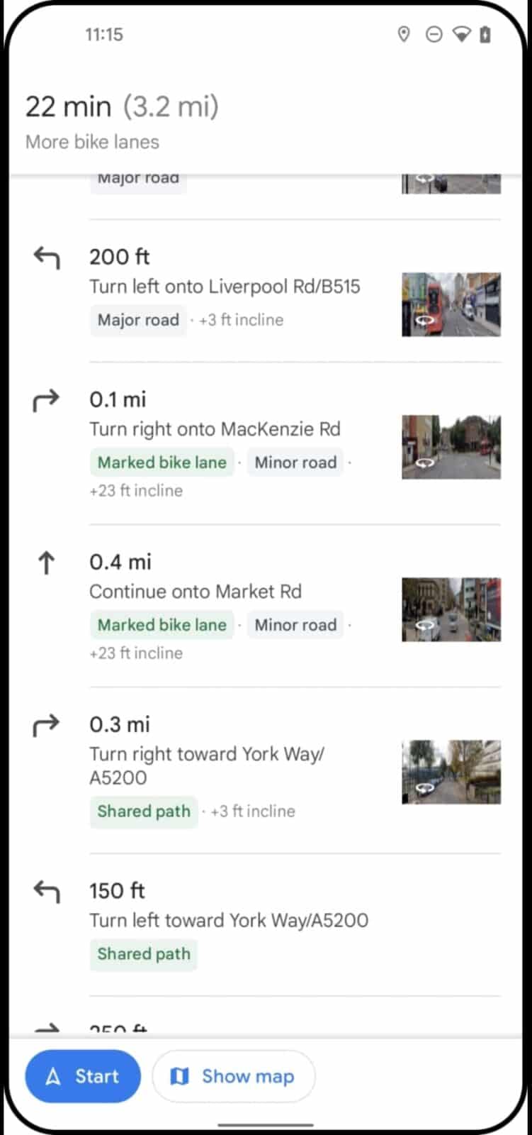 Google Maps informations trajet velo 3