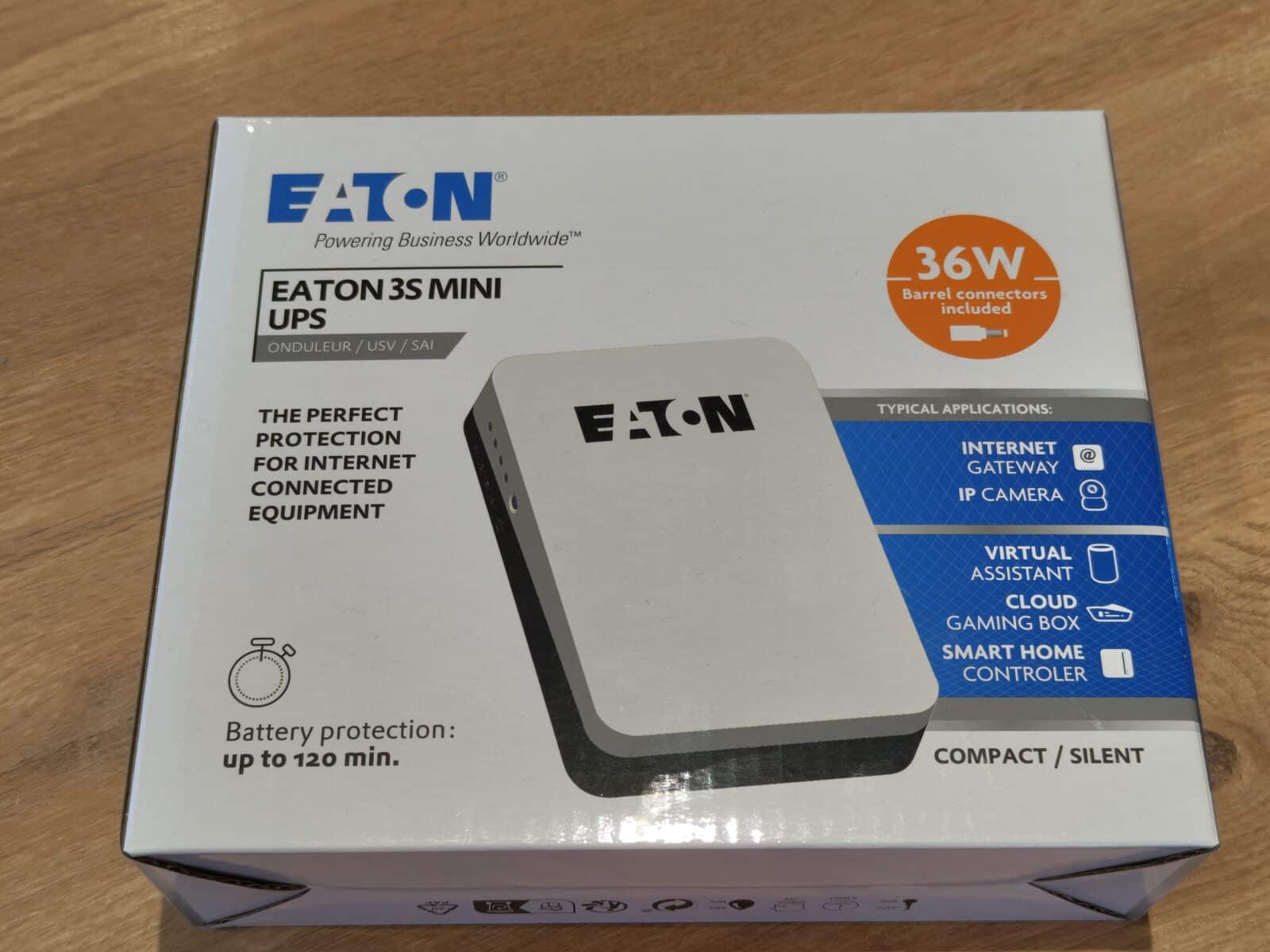 Eaton Onduleur 3S Mini - 36W - 9/12/15/19V DC pour Protection Box Internet  et WiFi, Caméra Vidéo-Surveillance et Assistant Personnel, Modem