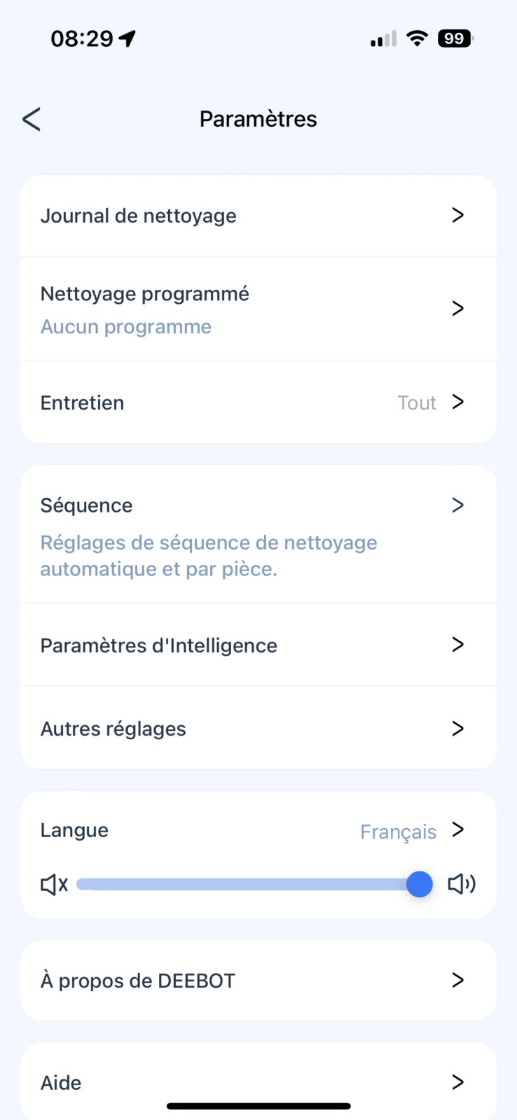 Régulation du débit d'eau de la serpillière dans l'application ECOVACS HOME pour un nettoyage humide efficace et adapté.