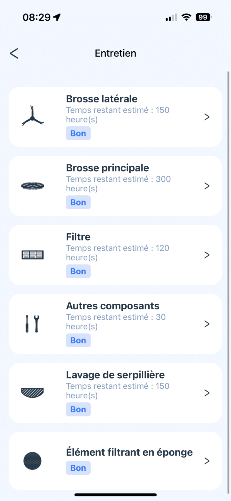 Sélection des modes de nettoyage dans l'application ECOVACS HOME pour une performance optimale sur différents types de sols.