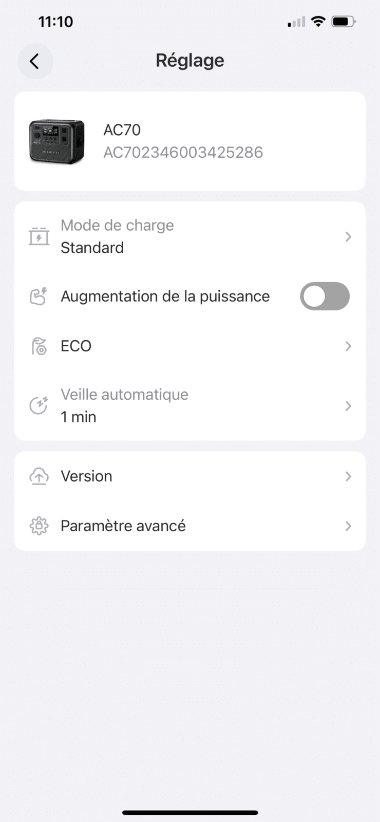 bluetti-ac70-application-parametres