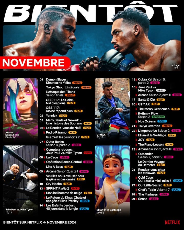 Calendrier Novembre Netflix