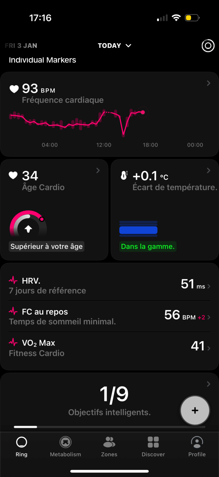 Ultrahuman Ring Air bague intelligente test Le Café Du Geek - application