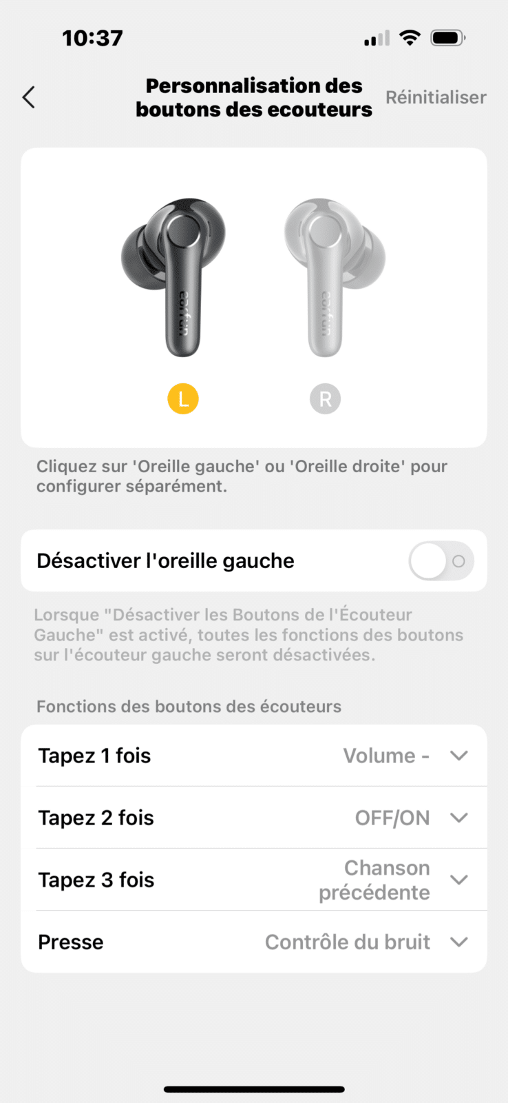 Personnalisation des écouteurs sans fil