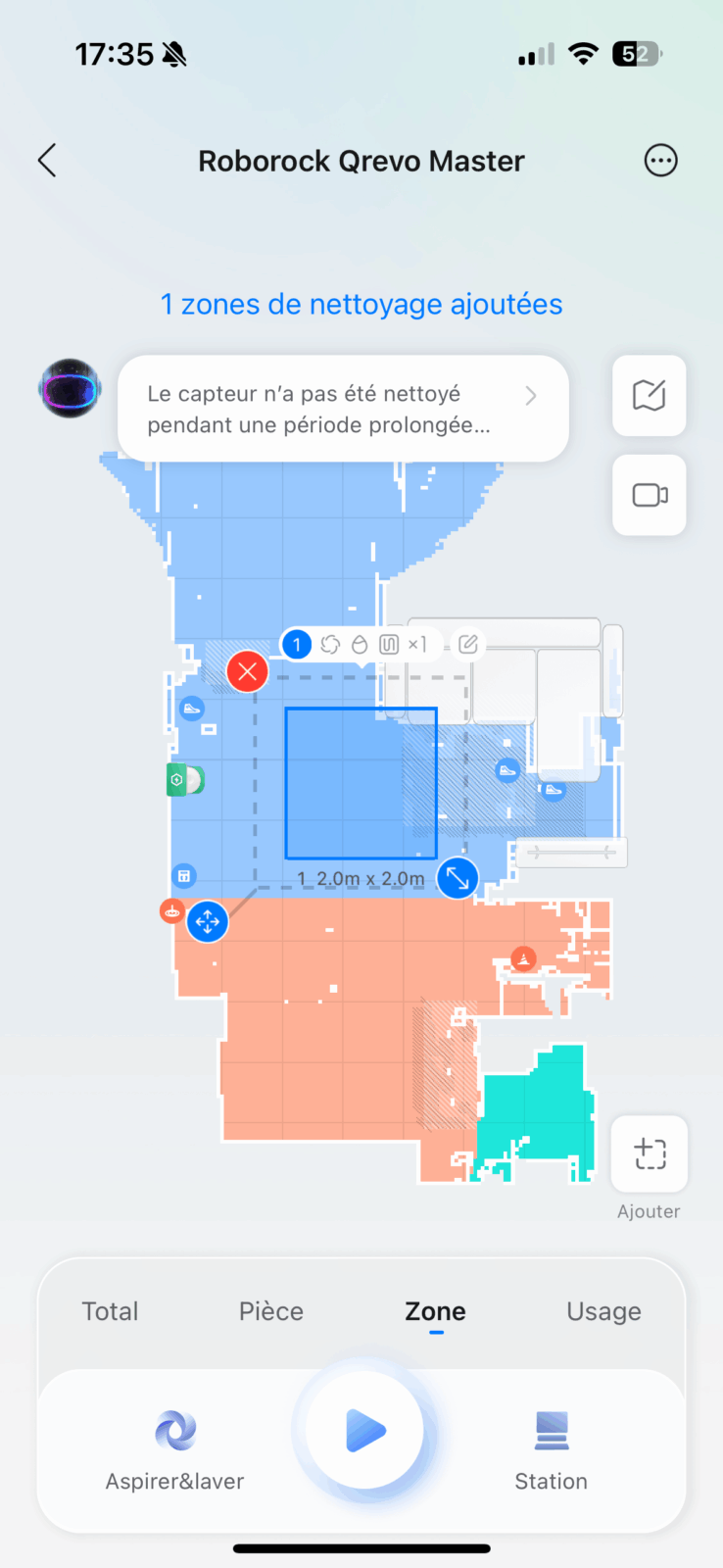 Carte détaillée de la maison dans l’app Roborock