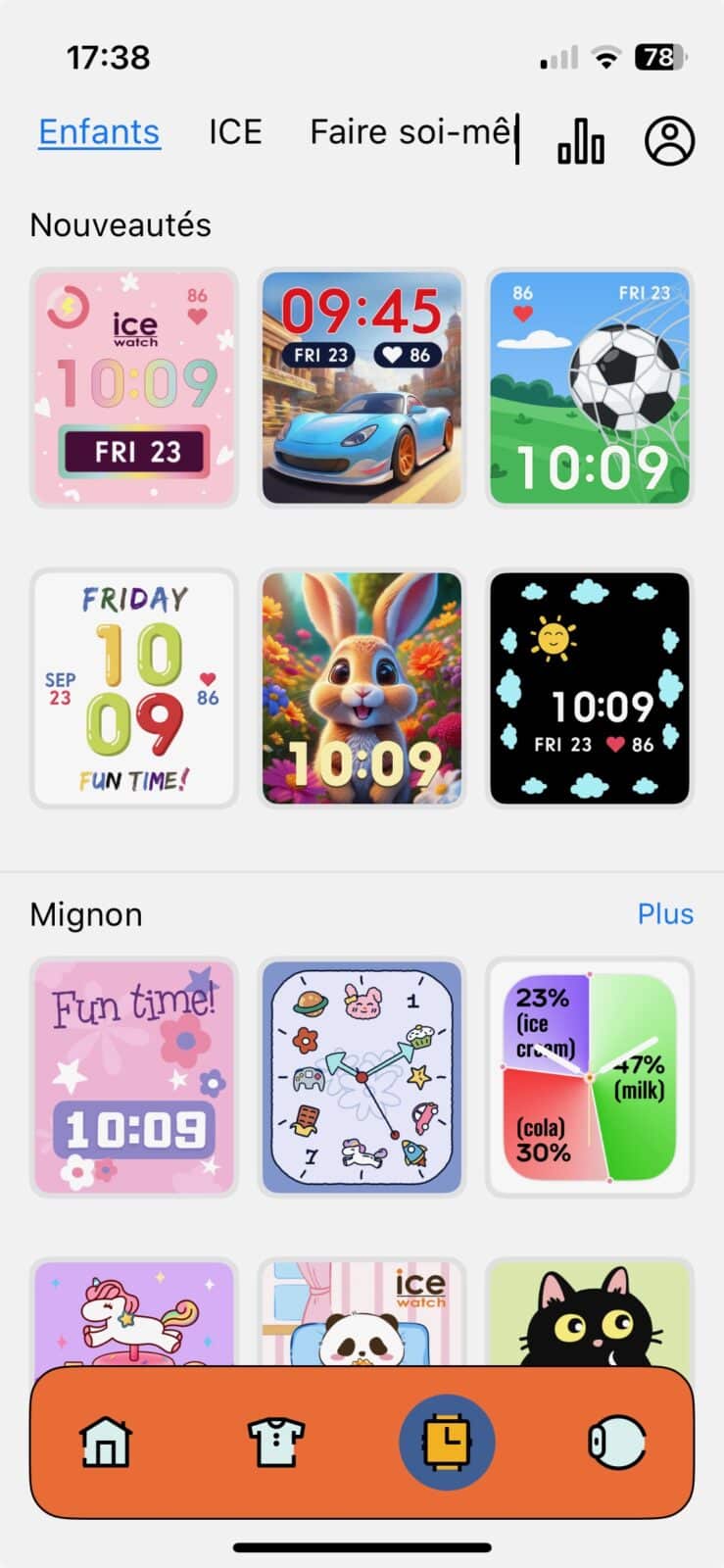 Choix des écrans Ice Junior 3.0