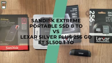 Comparatif produit avis test meilleur le quel choisir SanDisk Extreme Portable SSD 8 To - Lexar Silver Plus 256 Go et SL500 1 To