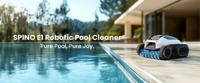 Le robot nettoyeur de piscine SPINO E1 optimise l’entretien avec efficacité et simplicité.