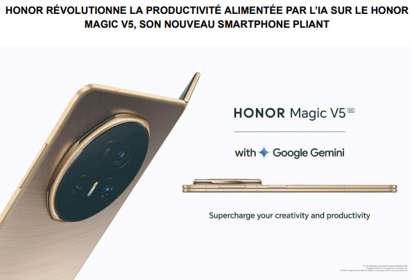 HONOR RÉVOLUTIONNE LA PRODUCTIVITÉ ALIMENTÉE PAR L’IA SUR LE HONOR MAGIC V5, SON NOUVEAU SMARTPHONE PLIANT