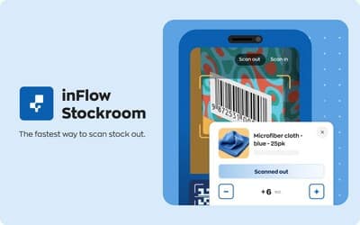 inFlow Stockroom simplifie la gestion des stocks grâce au scan rapide et aux alertes.