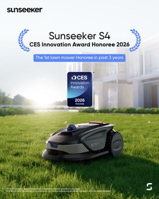 Sunseeker Robotics remporte un prix au CES 2026 pour sa tondeuse robot LiDAR S4.