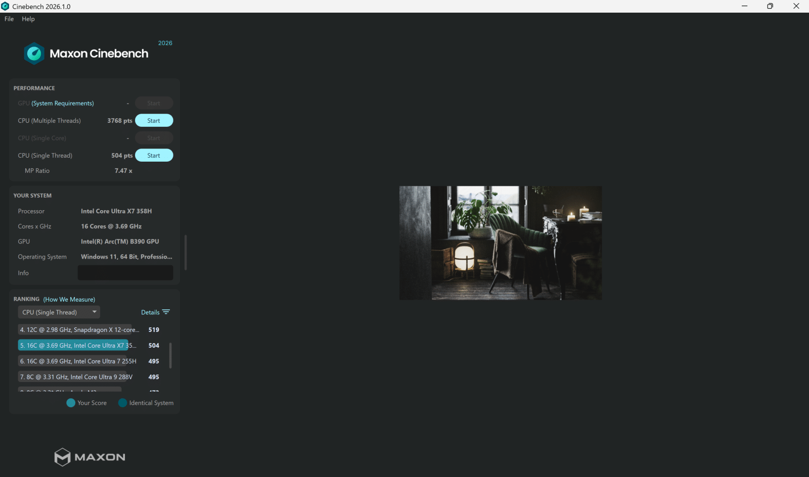 Benchmark CPU, mono thread / multi thread
