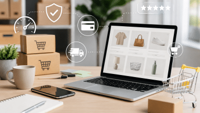 Bureau moderne et e-commerce lumineux