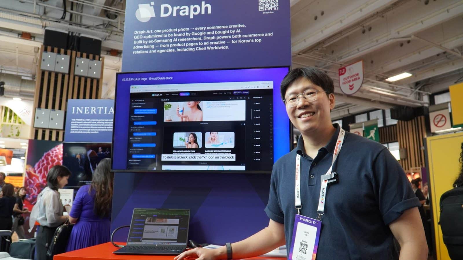 Démo de Draph à l'écran avec des visuels produit générés par l'IA à VivaTech 2026