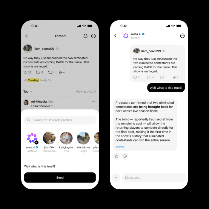 Threads déploie Meta AI dans les messages privés