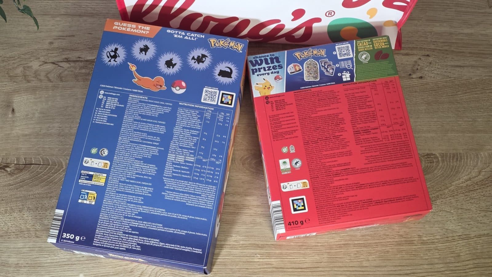 Dos des boîtes Kellogg's x Pokémon avec le jeu Guess the Pokémon et ses silhouettes à deviner